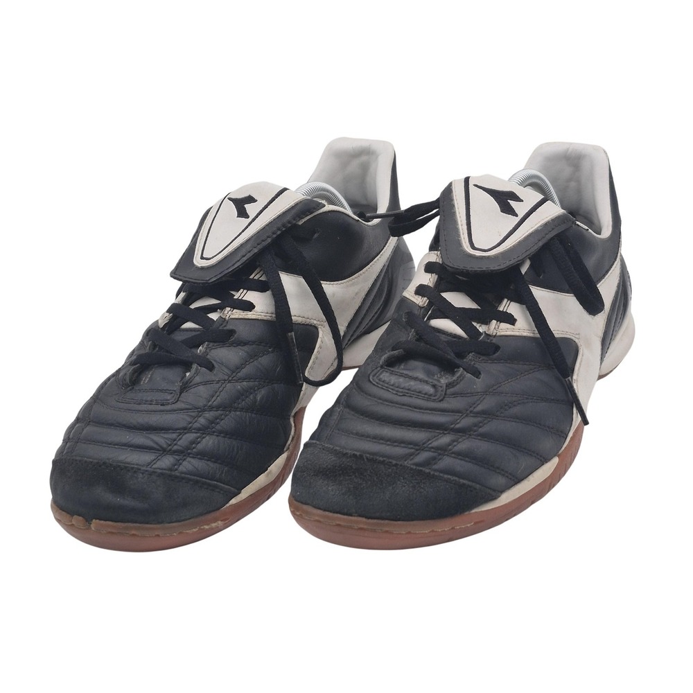 Diadora Brasil Indoor Soccer Shoes Mens Size 12 Black White Gum Futsal EUR 46